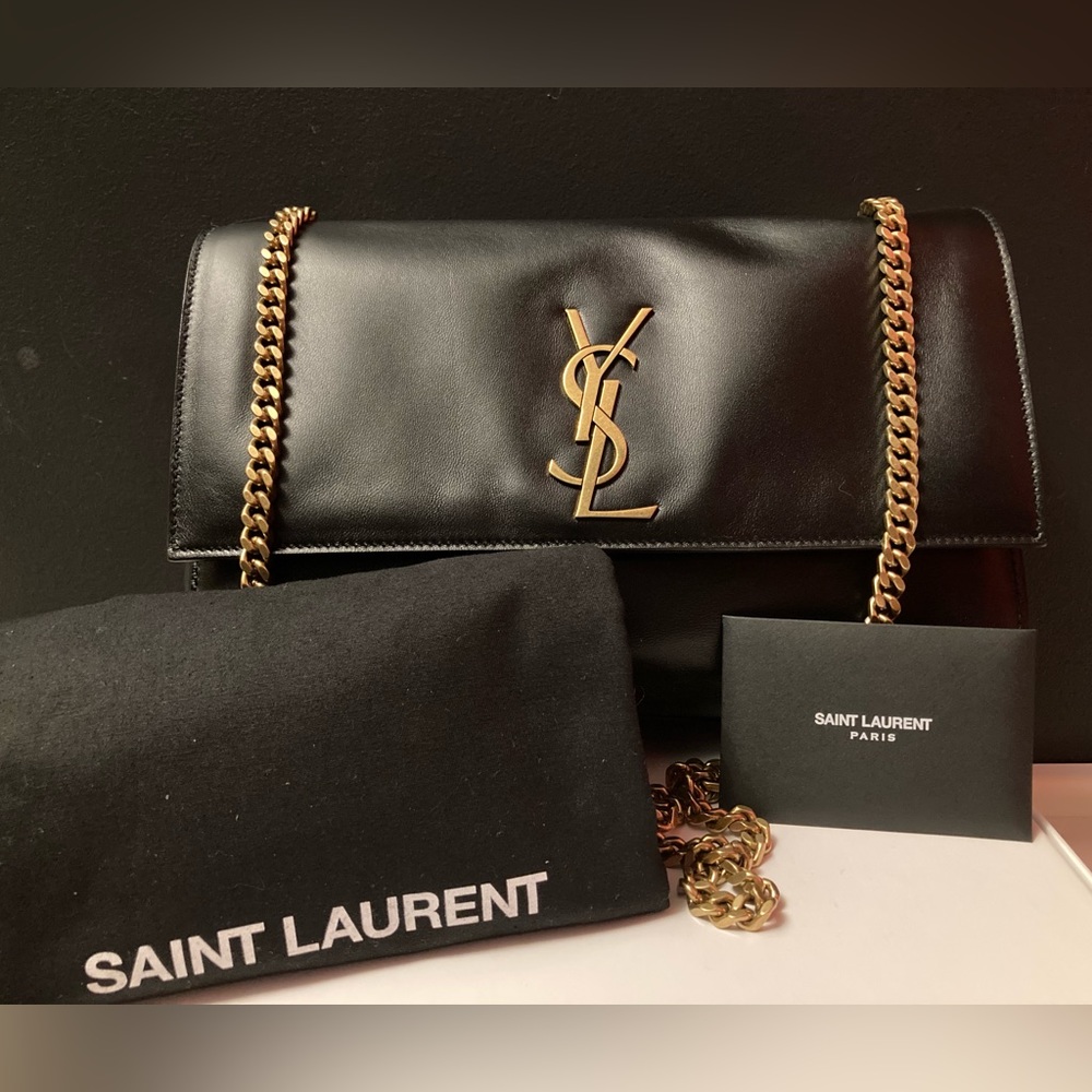 SAINT LAURENT YSL Black Reversible Medium Kate in Smooth Leather/Suede - Picture 2 of 14